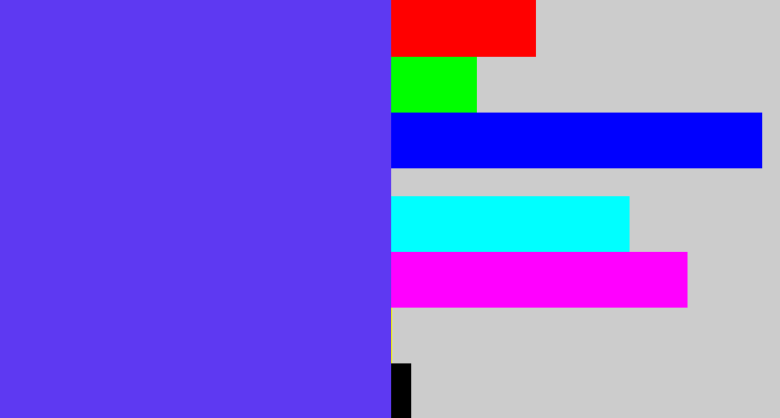 Hex color #5e39f2 - purpleish blue