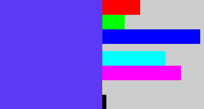 Hex color #5e39f5 - purpleish blue