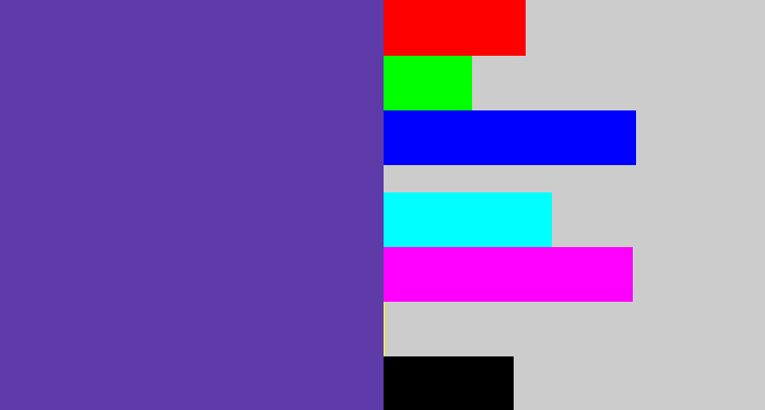Hex color #5e3ba9 - bluey purple