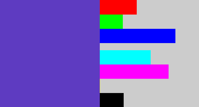 Hex color #5e3bc1 - bluey purple