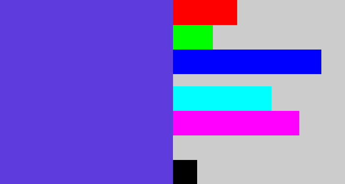 Hex color #5e3bdc - purpley blue