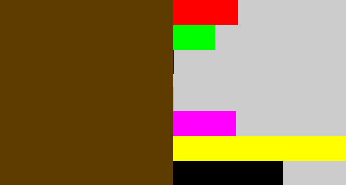 Hex color #5e3c00 - brown