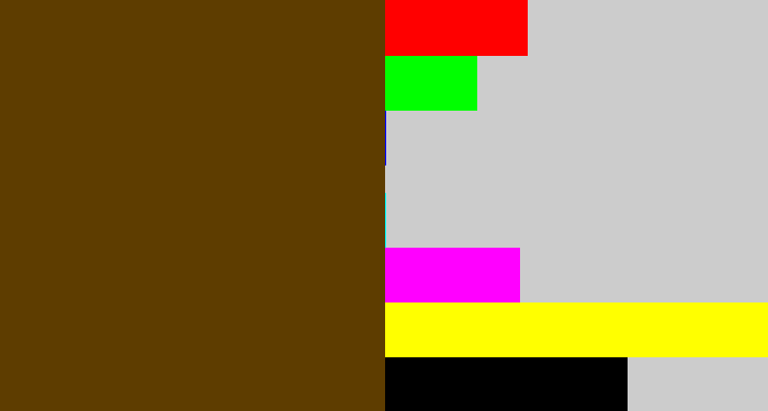 Hex color #5e3d00 - brown