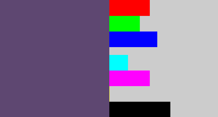 Hex color #5e4771 - dirty purple