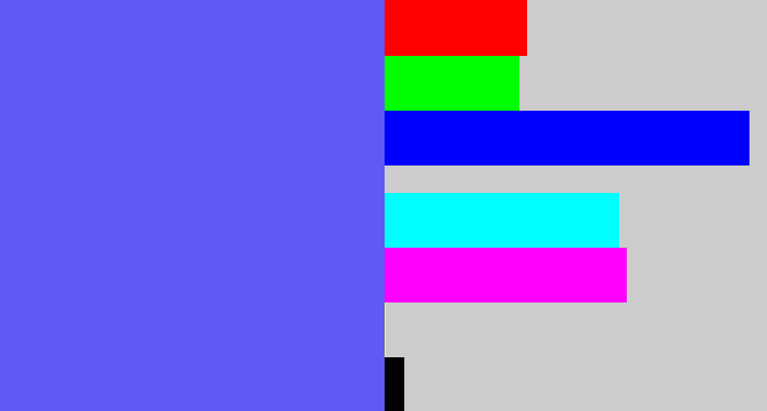 Hex color #5e5af3 - purpleish blue
