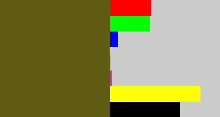 Hex color #5e5d11 - greenish brown