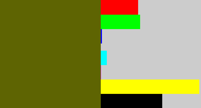 Hex color #5e6402 - mud green