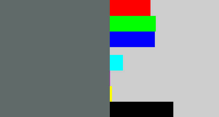 Hex color #5e6b69 - slate grey