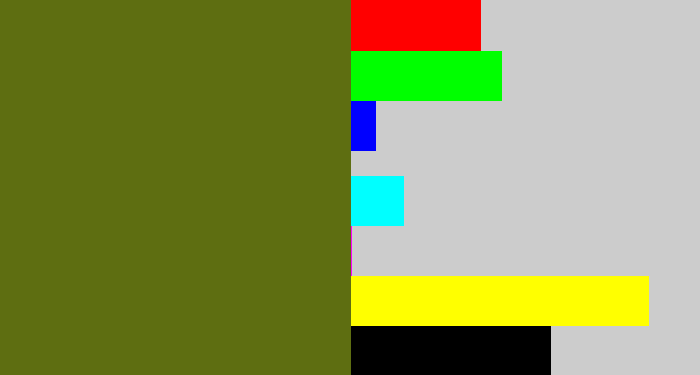 Hex color #5e6e11 - brownish green