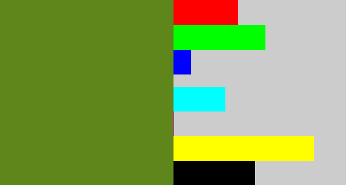 Hex color #5e861a - sap green