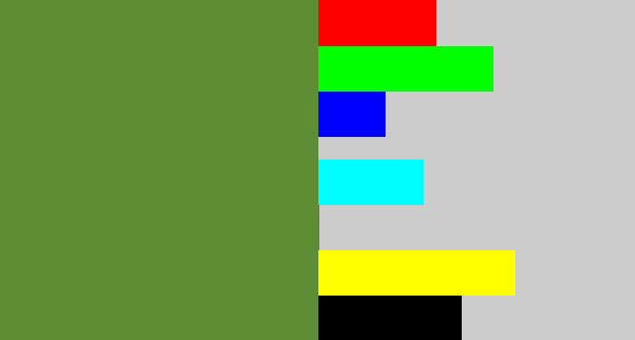Hex color #5e8d35 - moss green