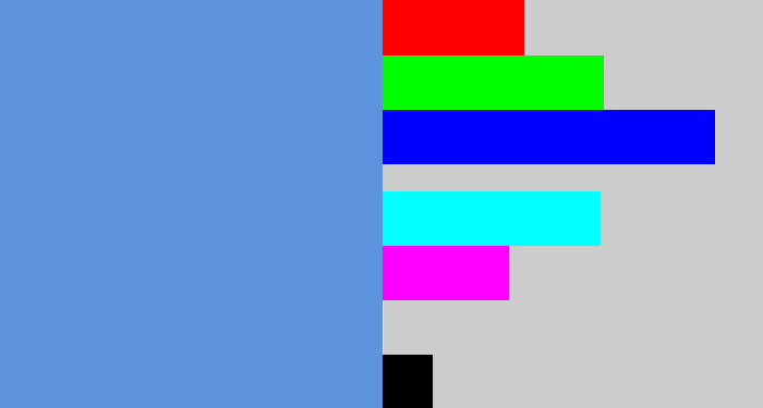 Hex color #5e94dd - soft blue