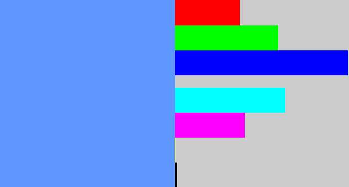 Hex color #5e97fd - soft blue