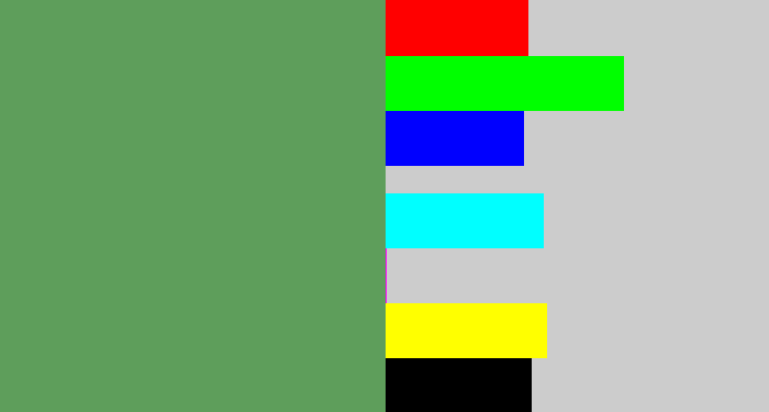 Hex color #5e9e5b - muted green