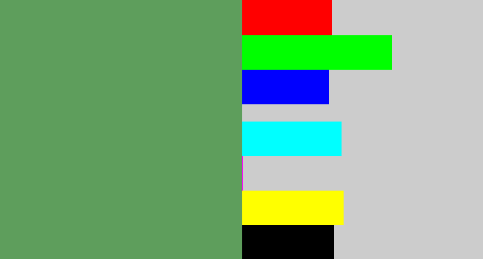 Hex color #5e9e5c - muted green