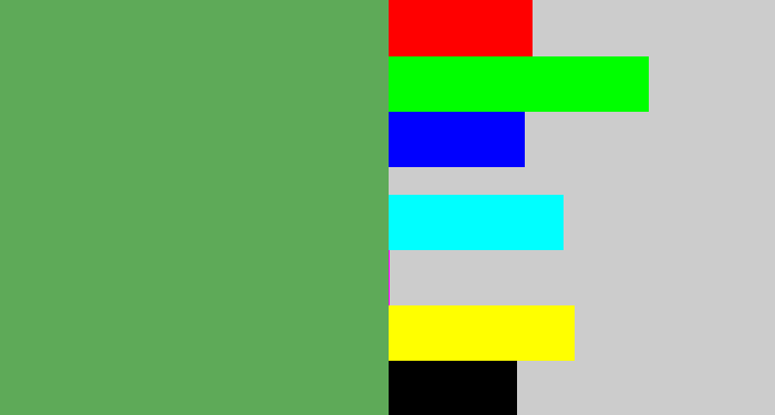 Hex color #5eaa58 - dark pastel green