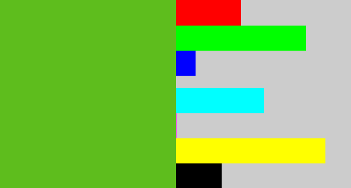 Hex color #5ebd1d - frog green