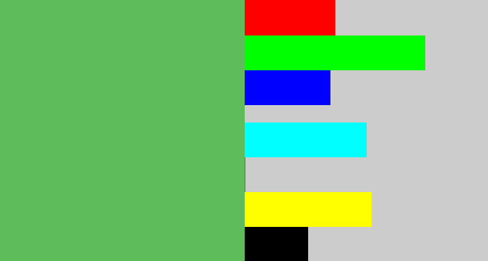 Hex color #5ebd5a - boring green