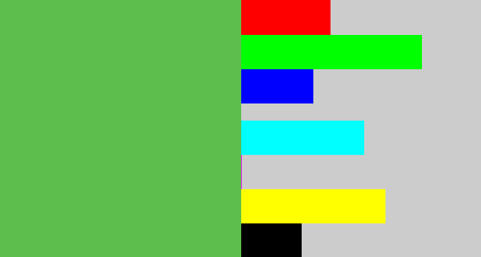 Hex color #5ebe4c - dark pastel green