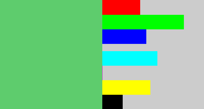 Hex color #5ecc6d - soft green
