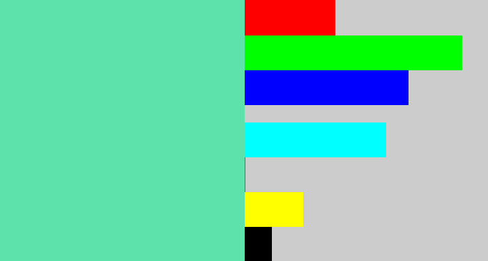 Hex color #5ee2ab - light greenish blue