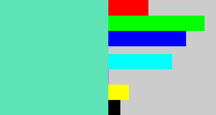 Hex color #5ee3b7 - light greenish blue