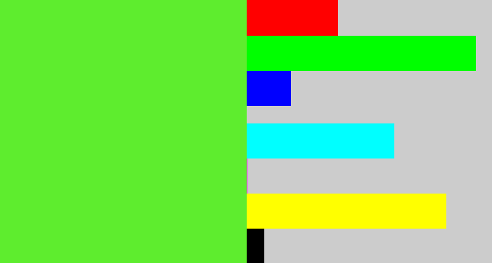 Hex color #5eed2e - toxic green