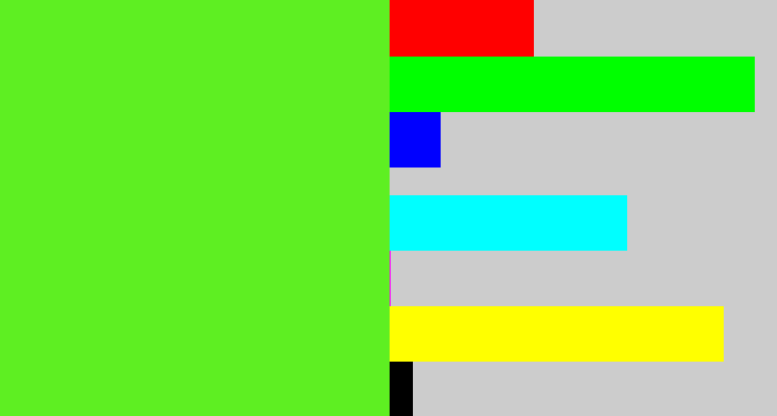 Hex color #5eef22 - toxic green