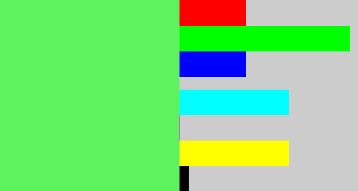 Hex color #5ef35e - light bright green