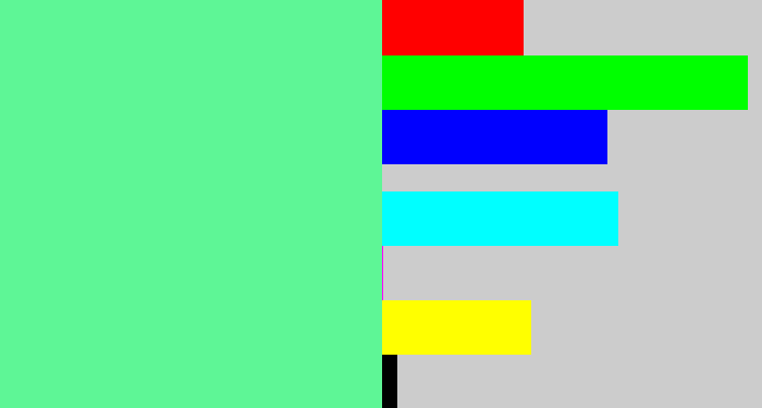 Hex color #5ef696 - light green blue