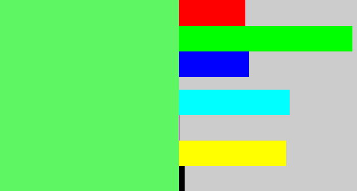 Hex color #5ef763 - light bright green