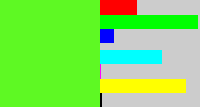 Hex color #5ef923 - toxic green