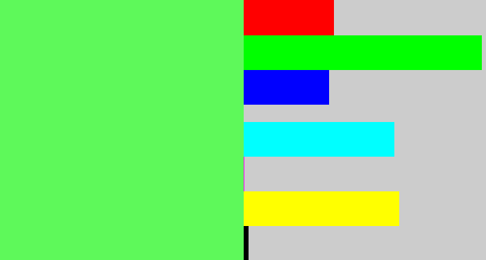 Hex color #5ef95a - light bright green