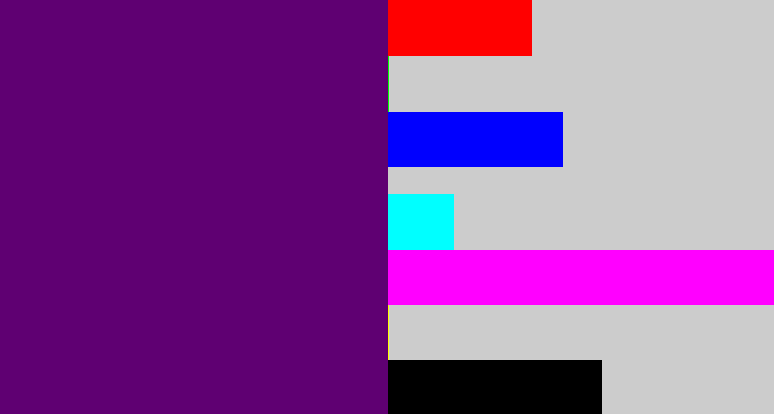 Hex color #5f0072 - royal purple