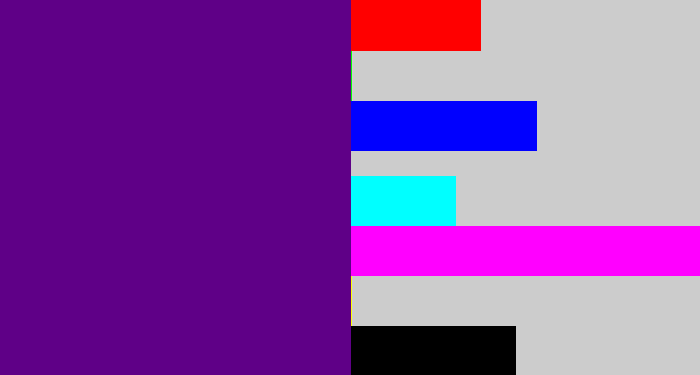 Hex color #5f0087 - royal purple