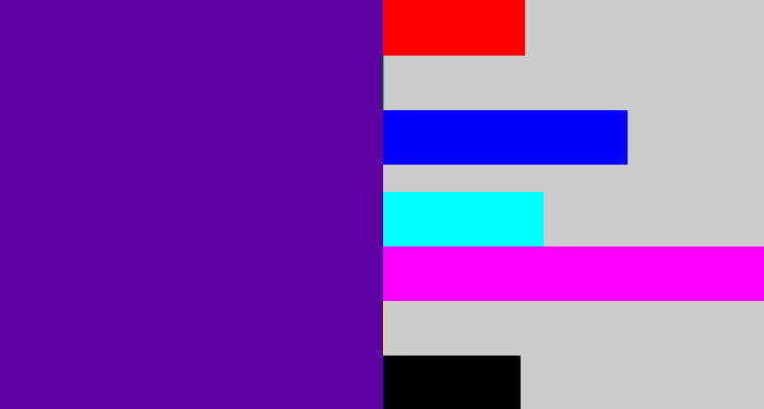 Hex color #5f00a3 - violet blue