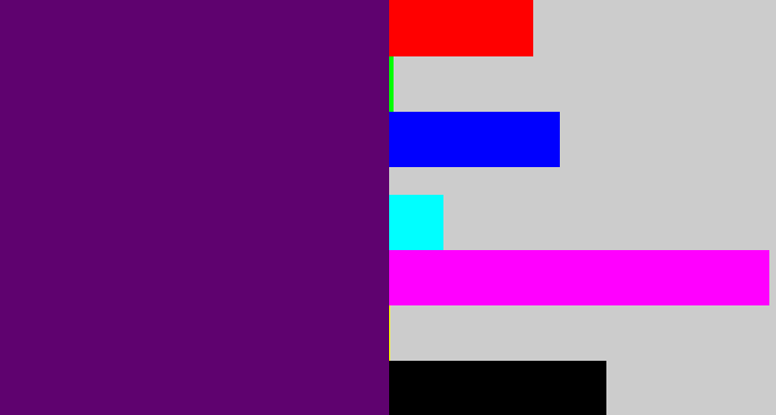 Hex color #5f026f - royal purple