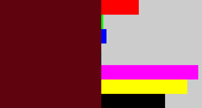 Hex color #5f040e - claret
