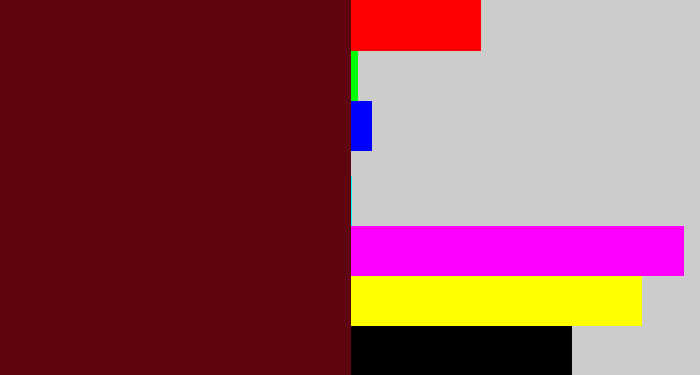 Hex color #5f0510 - claret