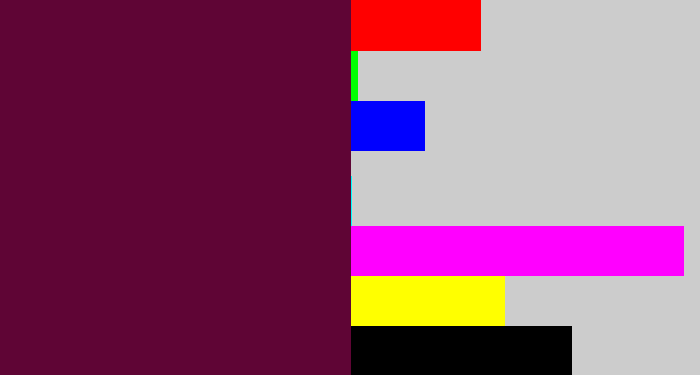 Hex color #5f0535 - plum