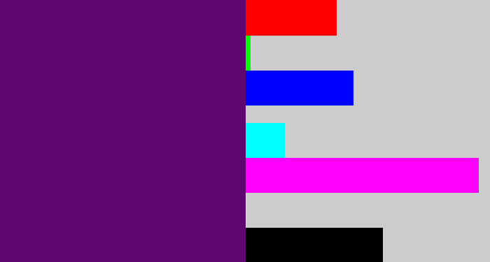Hex color #5f0671 - royal purple