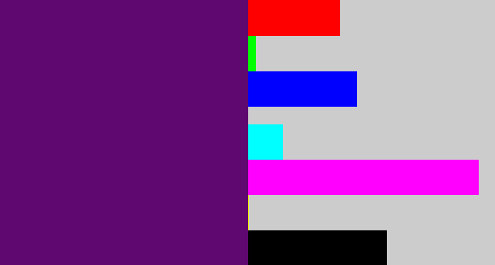 Hex color #5f086f - royal purple