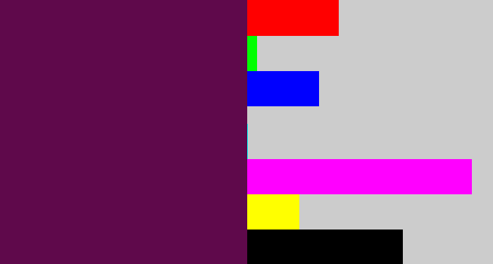 Hex color #5f094b - grape purple