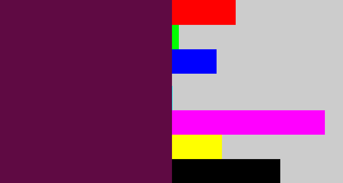 Hex color #5f0a43 - plum