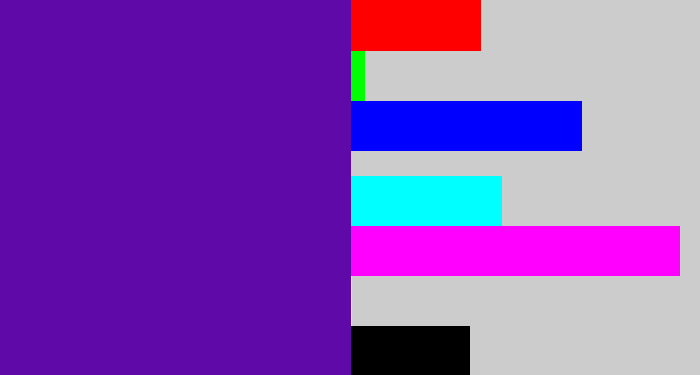 Hex color #5f0aa8 - violet blue
