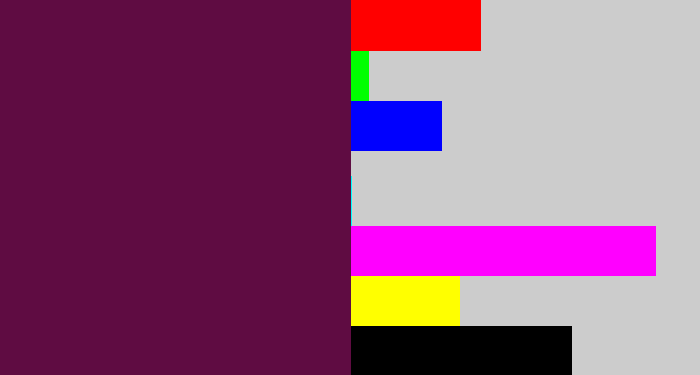 Hex color #5f0c42 - plum