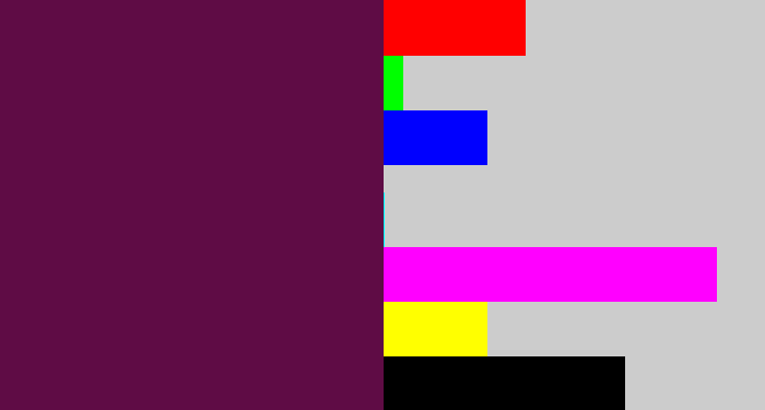 Hex color #5f0c45 - plum