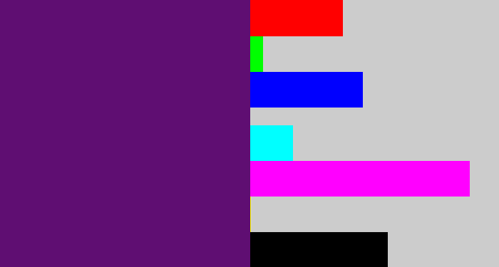 Hex color #5f0e72 - darkish purple