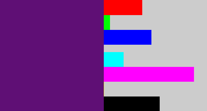Hex color #5f0f75 - darkish purple