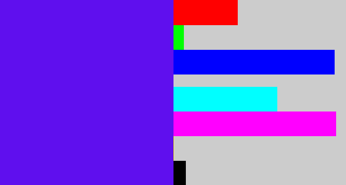 Hex color #5f0fee - blue/purple